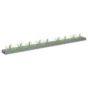 vidaXL Galvanized Steel Raised Gabion Planter 360x30x10 cm