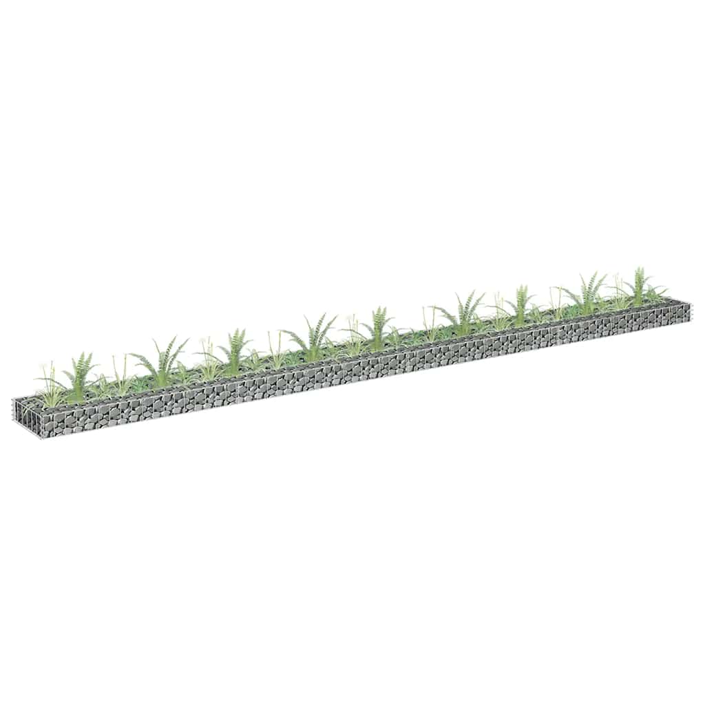 vidaXL Galvanized Steel Raised Gabion Planter 360x30x10 cm