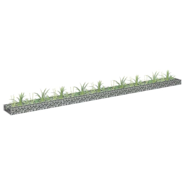 vidaXL Galvanized Steel Raised Gabion Planter 360x30x10 cm