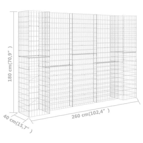 vidaXL H-Shaped Gabion Planter Basket Steel Wire 260x40x180 cm