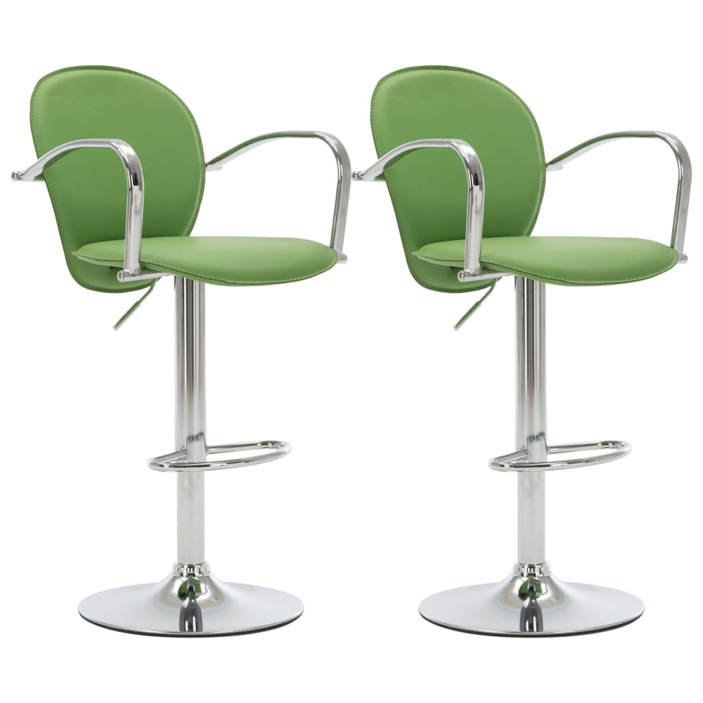 vidaXL Bar Stools with Armrests 2 pcs. Green Faux Leather