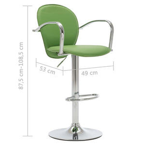 vidaXL Bar Stools with Armrests 2 pcs. Green Faux Leather