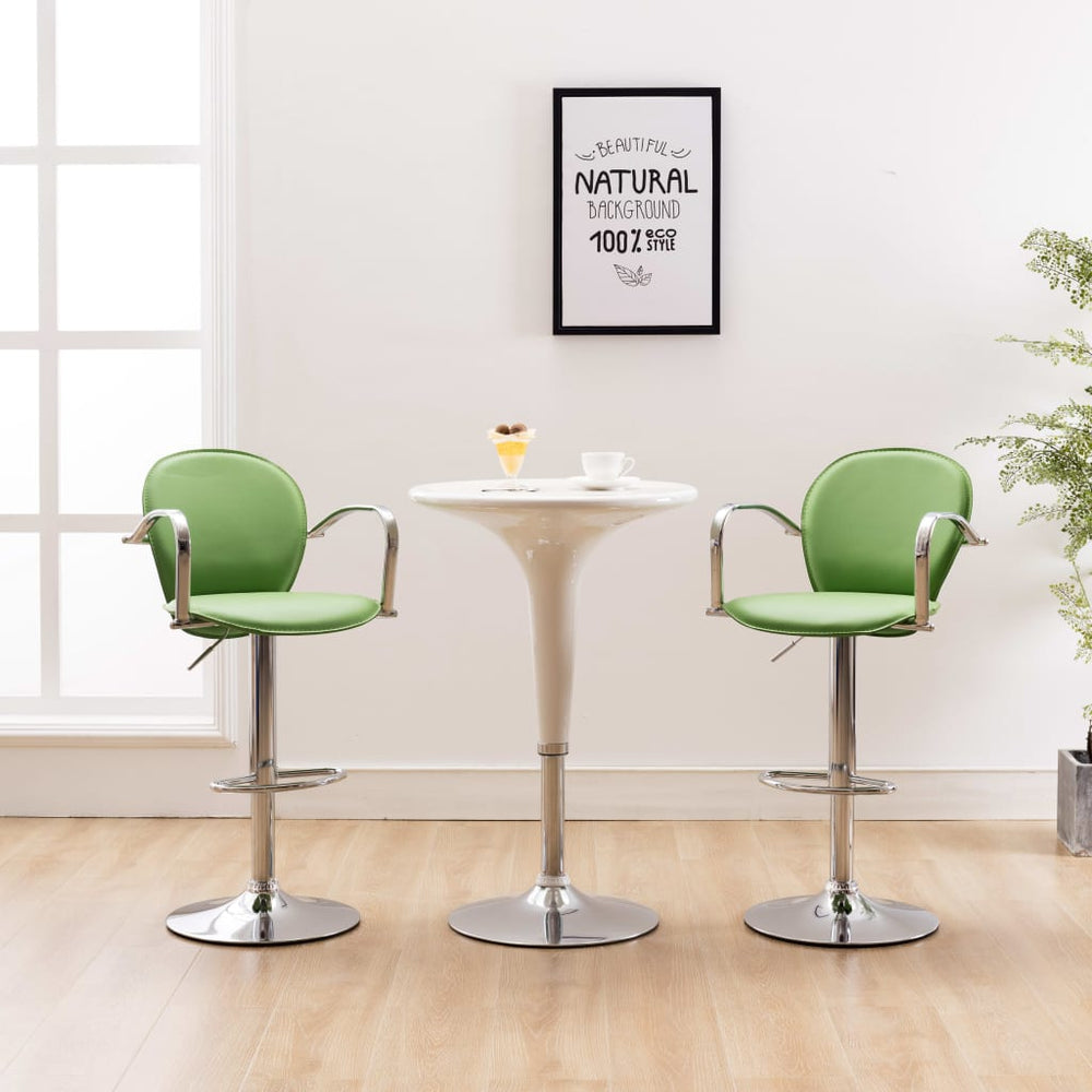 vidaXL Bar Stools with Armrests 2 pcs. Green Faux Leather