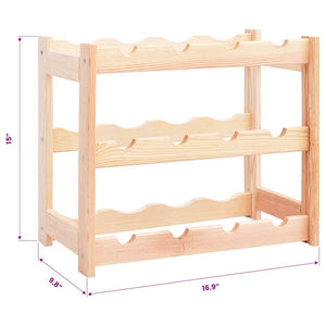 vidaXL Wine Rack for 12 Bottles Pinewood