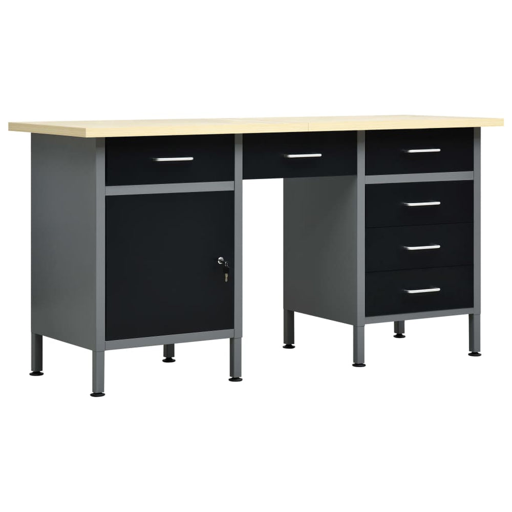 vidaXL Workbench Black 160 x 60 x 85 cm Steel