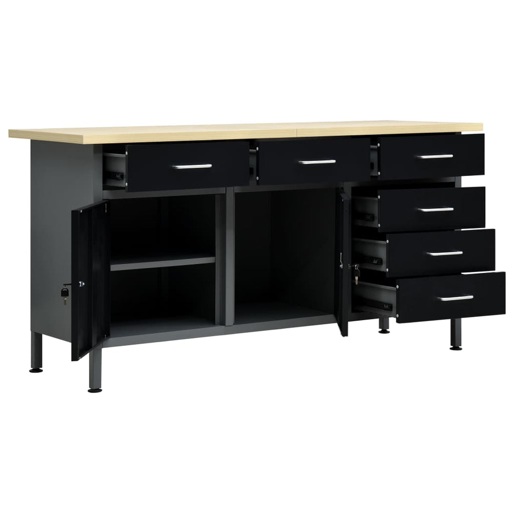 vidaXL Workbench Black 160 x 60 x 85 cm Steel