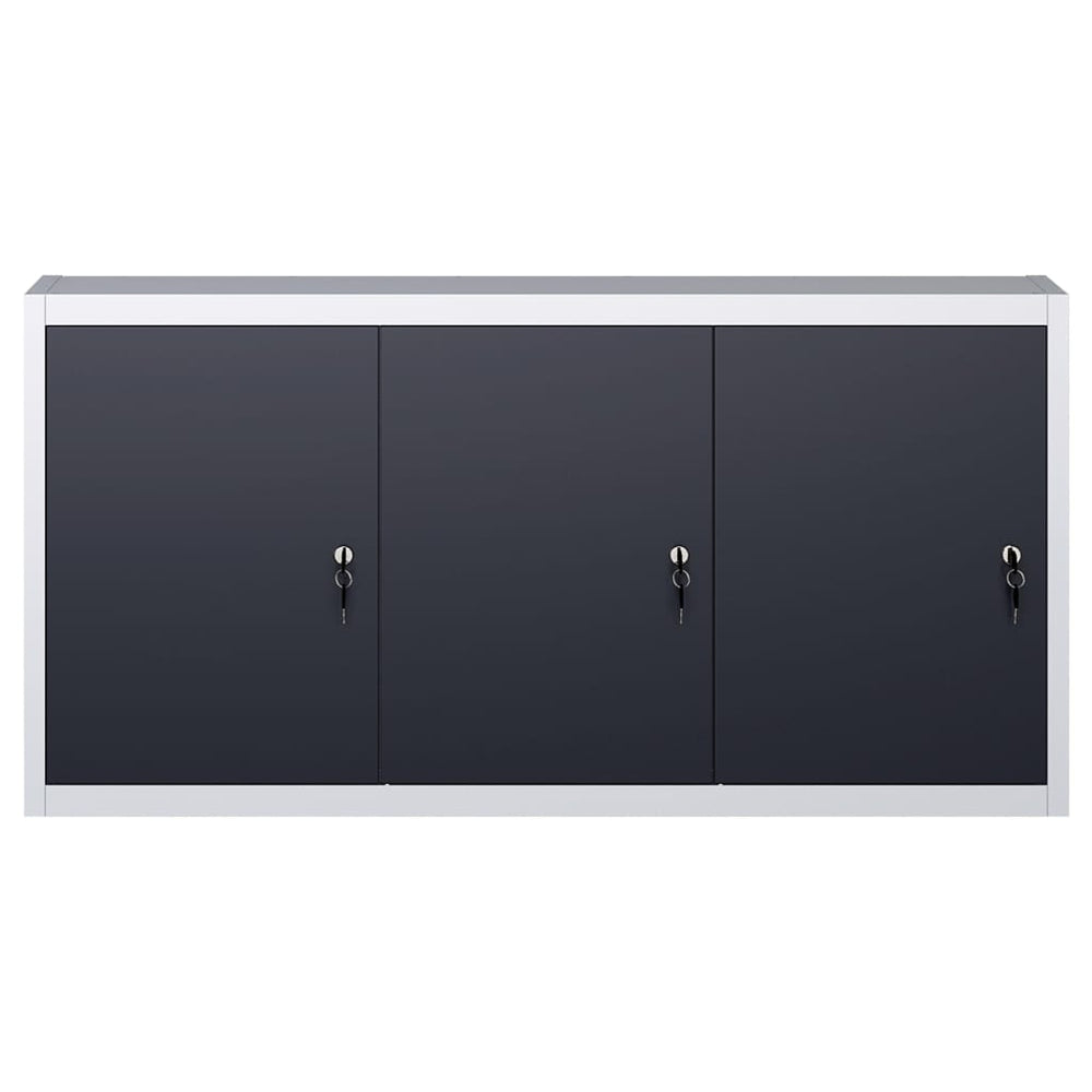 vidaXL Wall-Mounted Tool Cabinet Industrial Design Metal Grey and Black