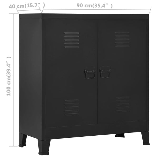 vidaXL Storage Cabinet Industrial Black 90x40x100 cm Steel