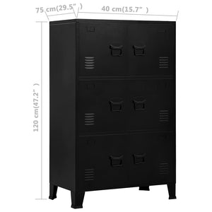 vidaXL Industrial Storage Cabinet Black 75x40x120 cm Steel