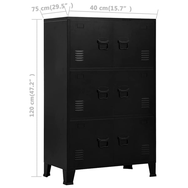 vidaXL Industrial Storage Cabinet Black 75x40x120 cm Steel
