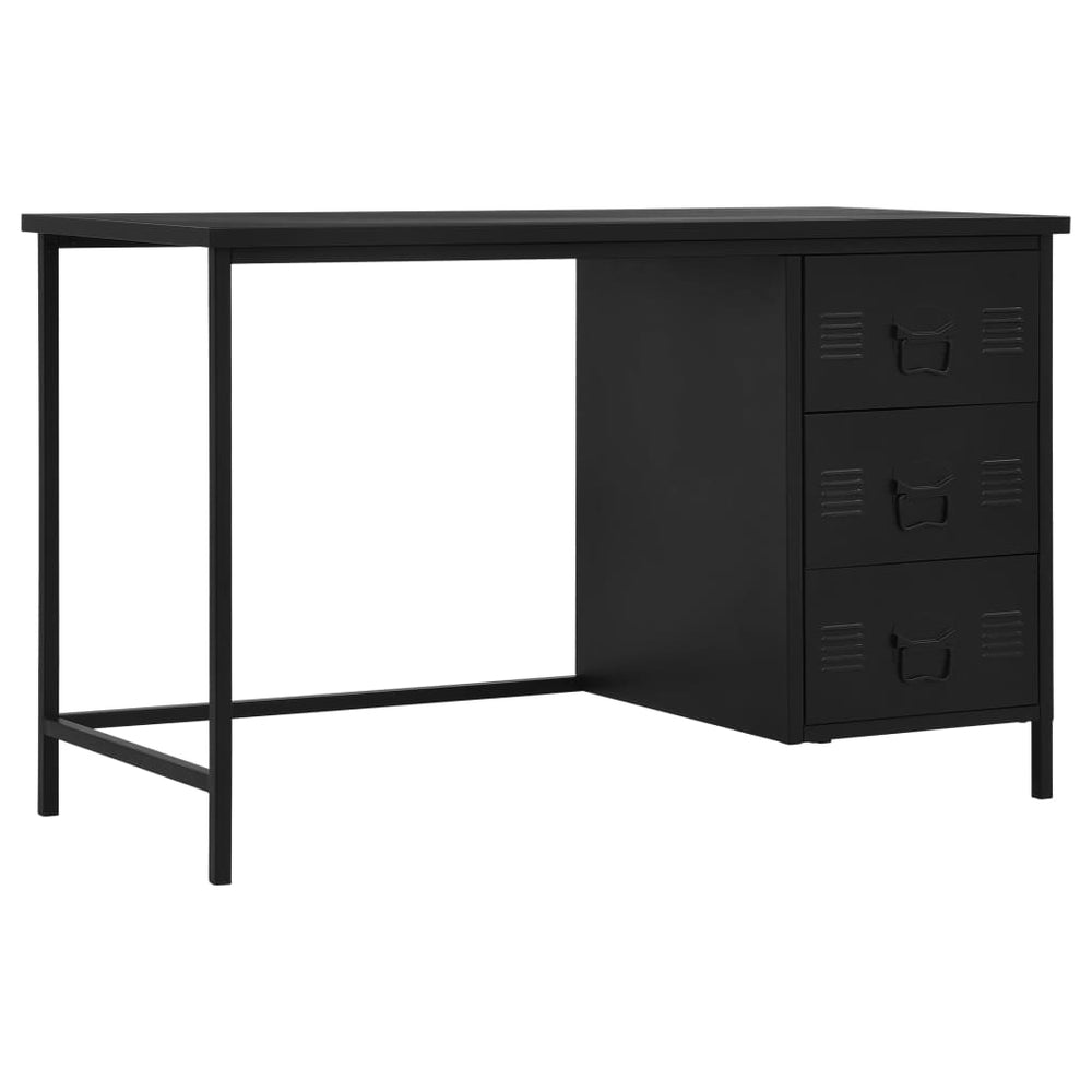 vidaXL Desk Drawers Industrial Black 120x55x75cm Steel