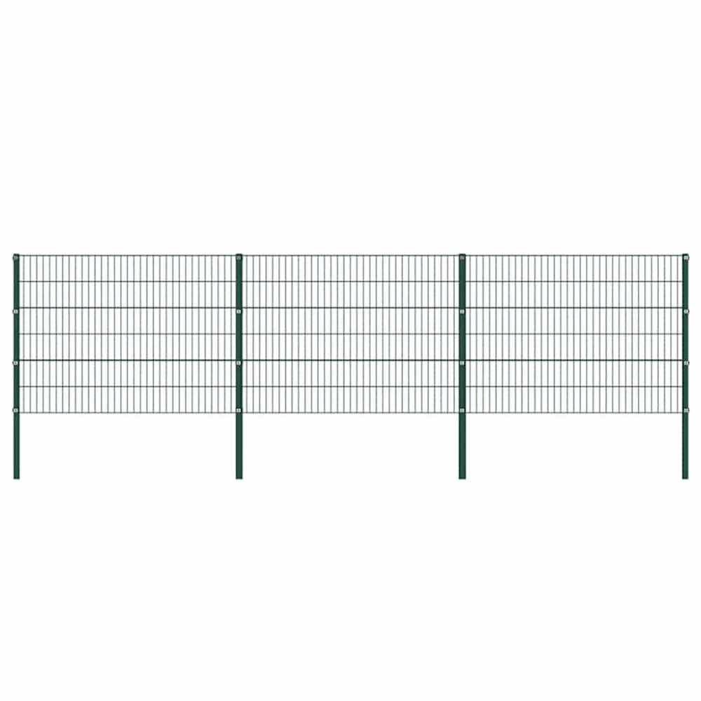 vidaXL Fence Panel with Posts Iron 522 x 120 cm Green