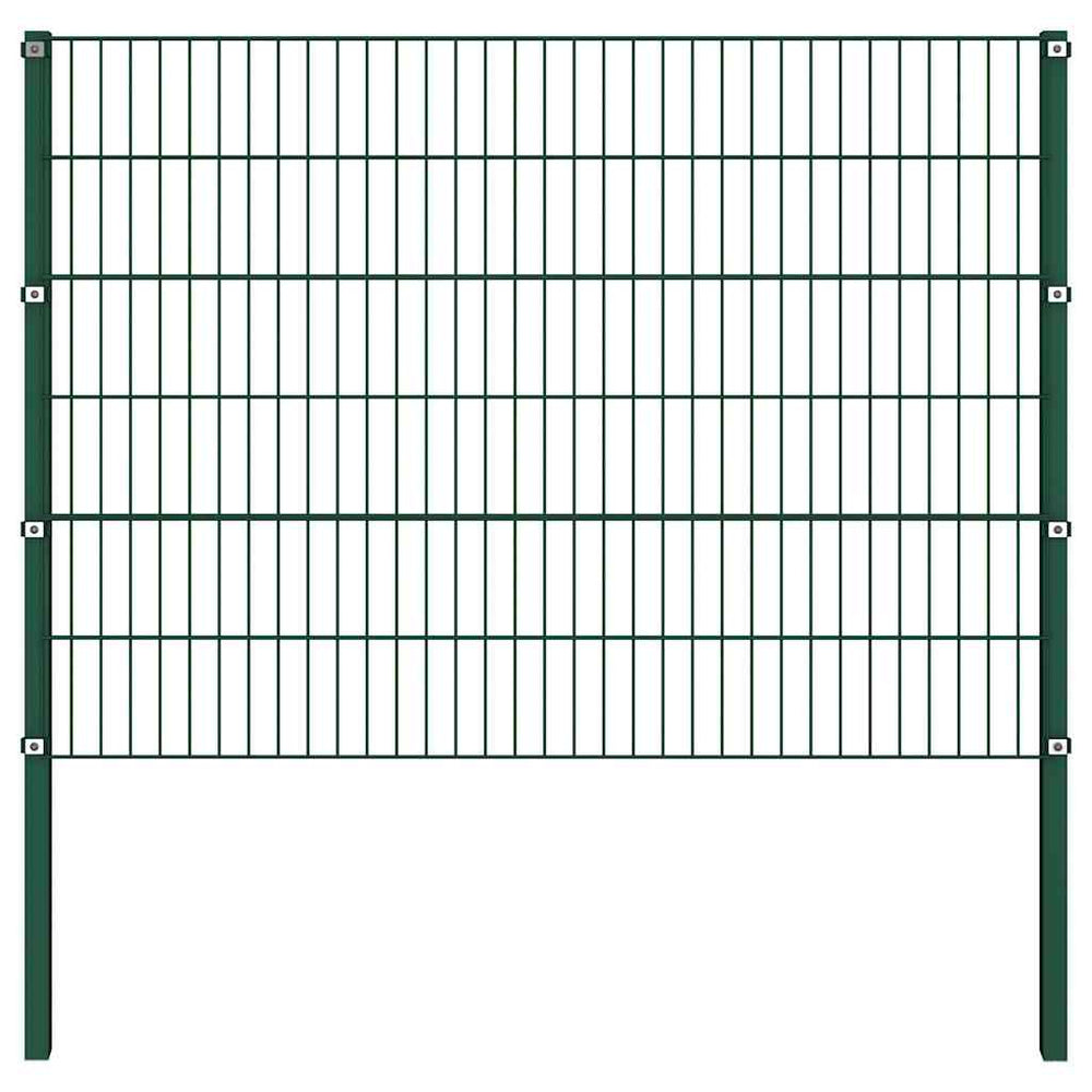 vidaXL Fence Panel with Posts Iron 522 x 120 cm Green