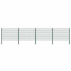 vidaXL Fence Panel with Posts Iron 694.5 x 120 cm Green