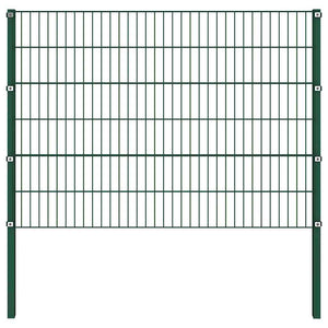 vidaXL Fence Panel with Posts Iron 694.5 x 120 cm Green