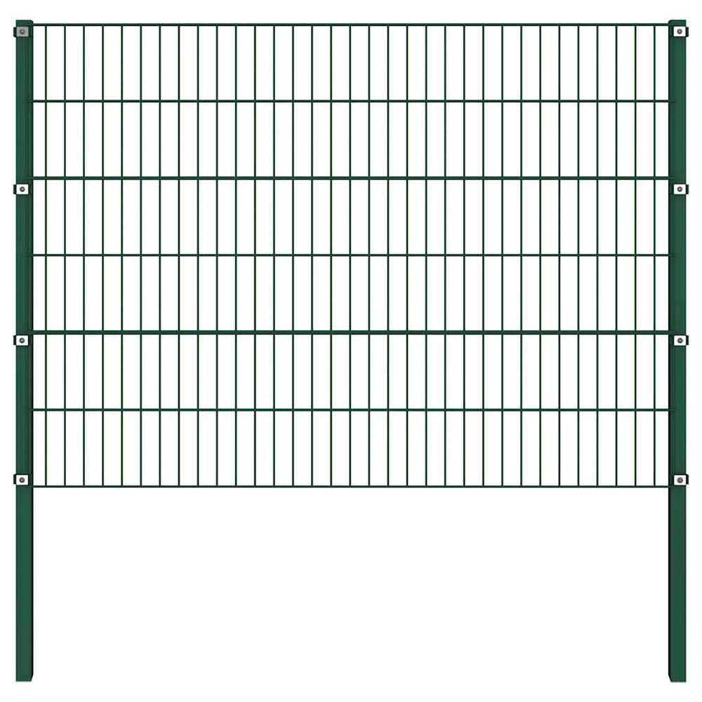 vidaXL Fence Panel with Posts Iron 694.5 x 120 cm Green