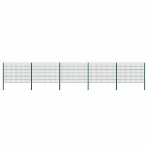 vidaXL Fence Panel with Posts Iron 867 x 120 cm Green
