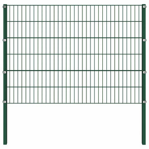 vidaXL Fence Panel with Posts Iron 867 x 120 cm Green