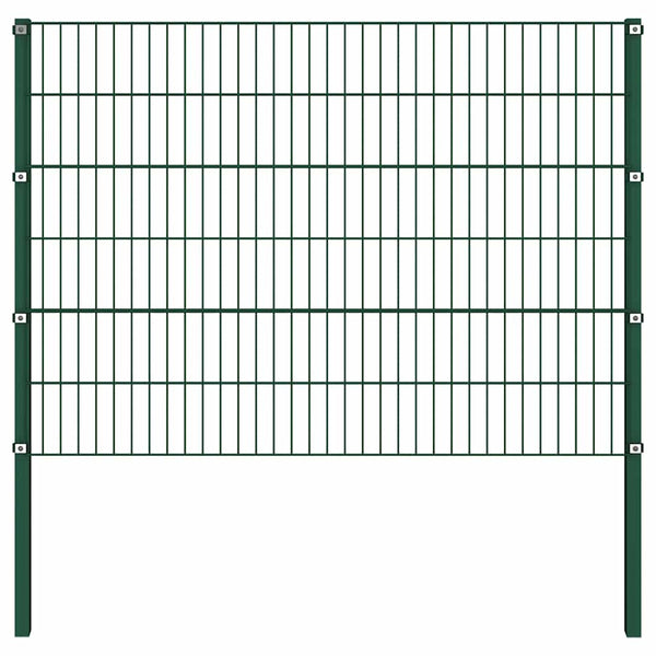 vidaXL Fence Panel with Posts Iron 867 x 120 cm Green