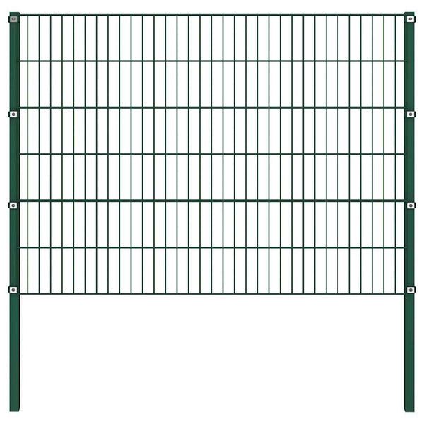 vidaXL Fence Panel with Posts Iron 1212 x 120 cm Green