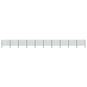 vidaXL Fence Panel with Posts Iron 349 x 160 cm Green