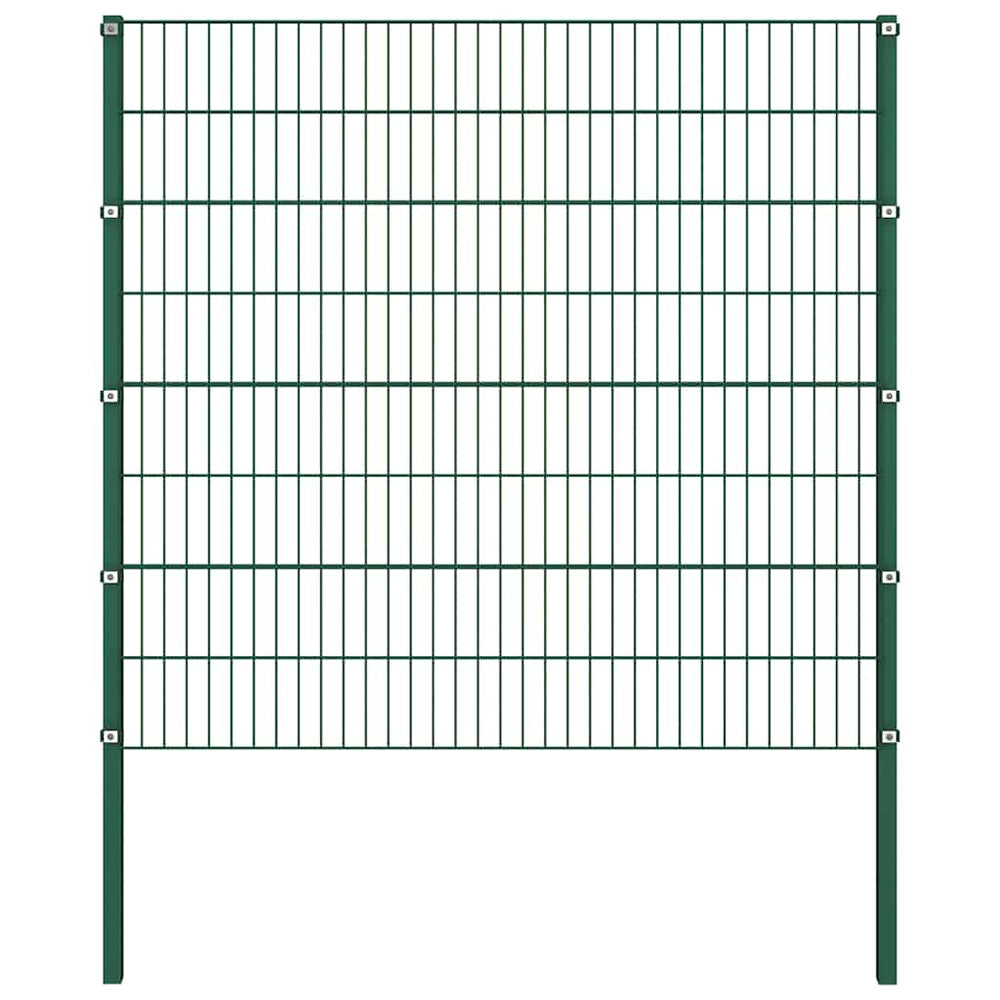 vidaXL Fence Panel with Posts Iron 349 x 160 cm Green