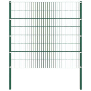vidaXL Fence Panel with Posts Iron 349 x 160 cm Green