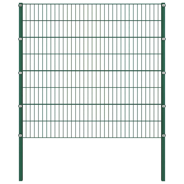 vidaXL Fence Panel with Posts Iron 349 x 160 cm Green