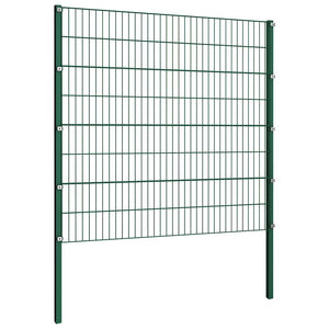vidaXL Fence Panel with Posts Iron 349 x 160 cm Green