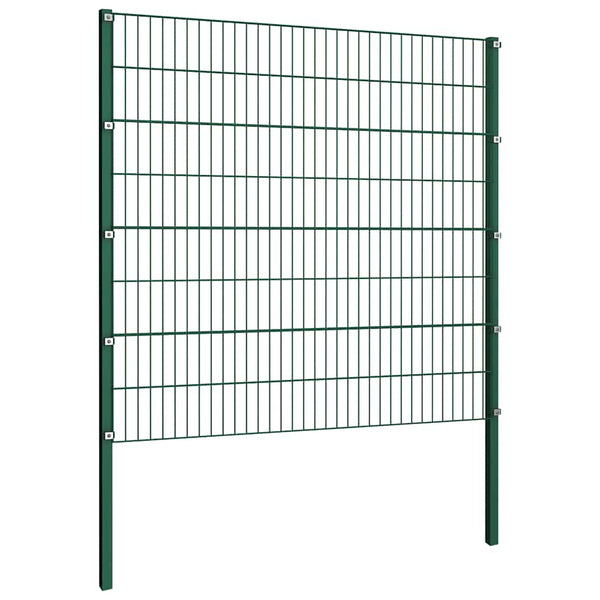 vidaXL Fence Panel with Posts Iron 349 x 160 cm Green