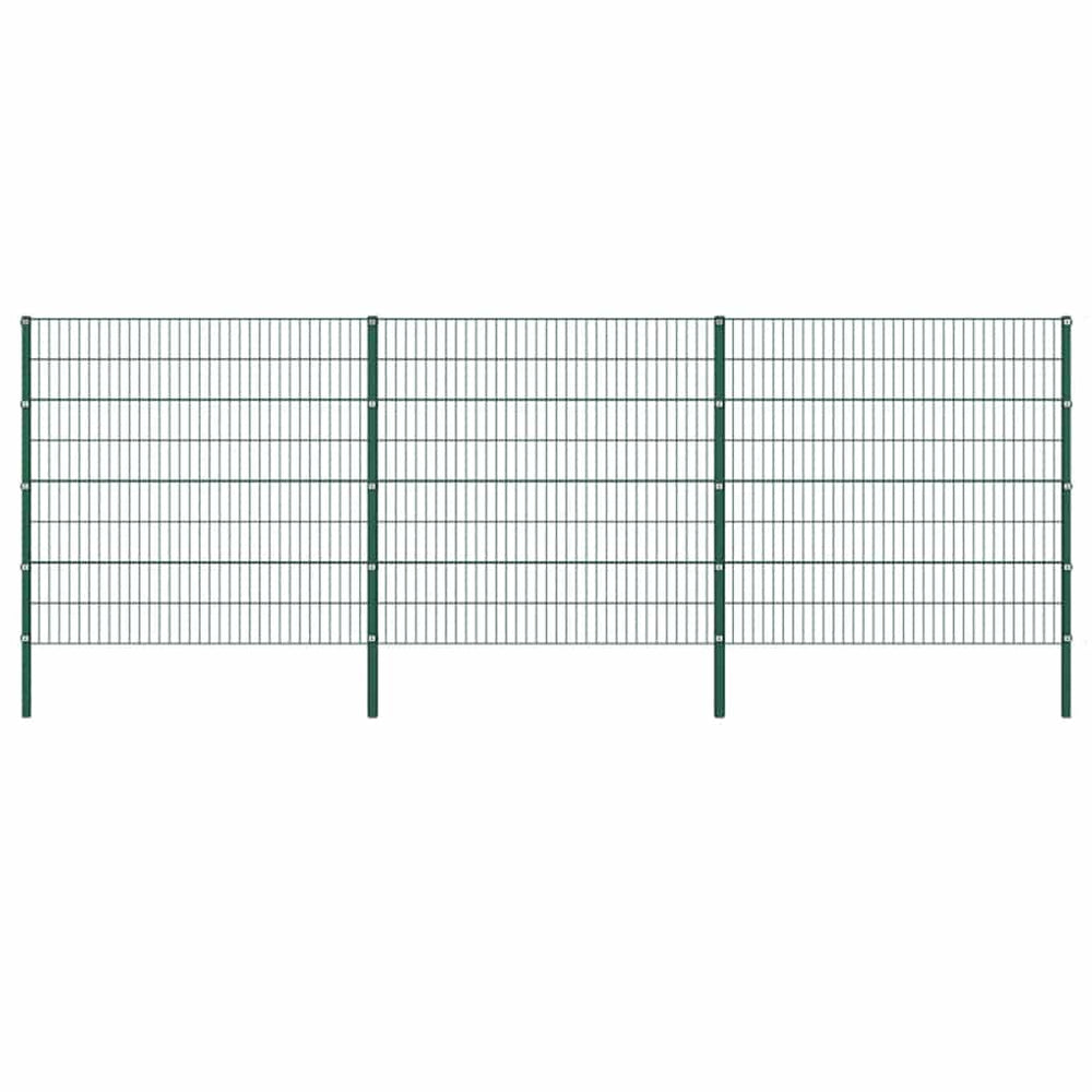 vidaXL Fence Panel with Posts Iron 522 x 160 cm Green