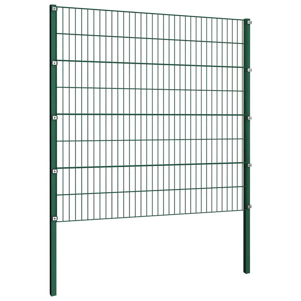 vidaXL Fence Panel with Posts Iron 694.5 x 160 cm Green