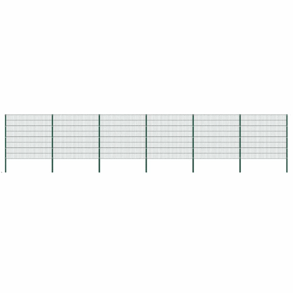 vidaXL Fence Panel with Posts Iron 1040 x 160 cm Green