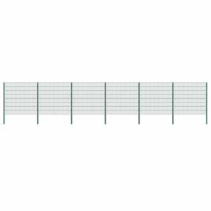 vidaXL Fence Panel with Posts Iron 1040 x 160 cm Green