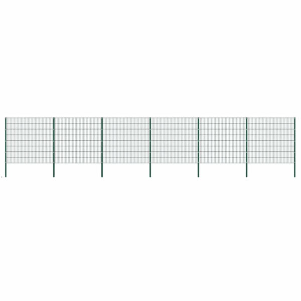 vidaXL Fence Panel with Posts Iron 1040 x 160 cm Green