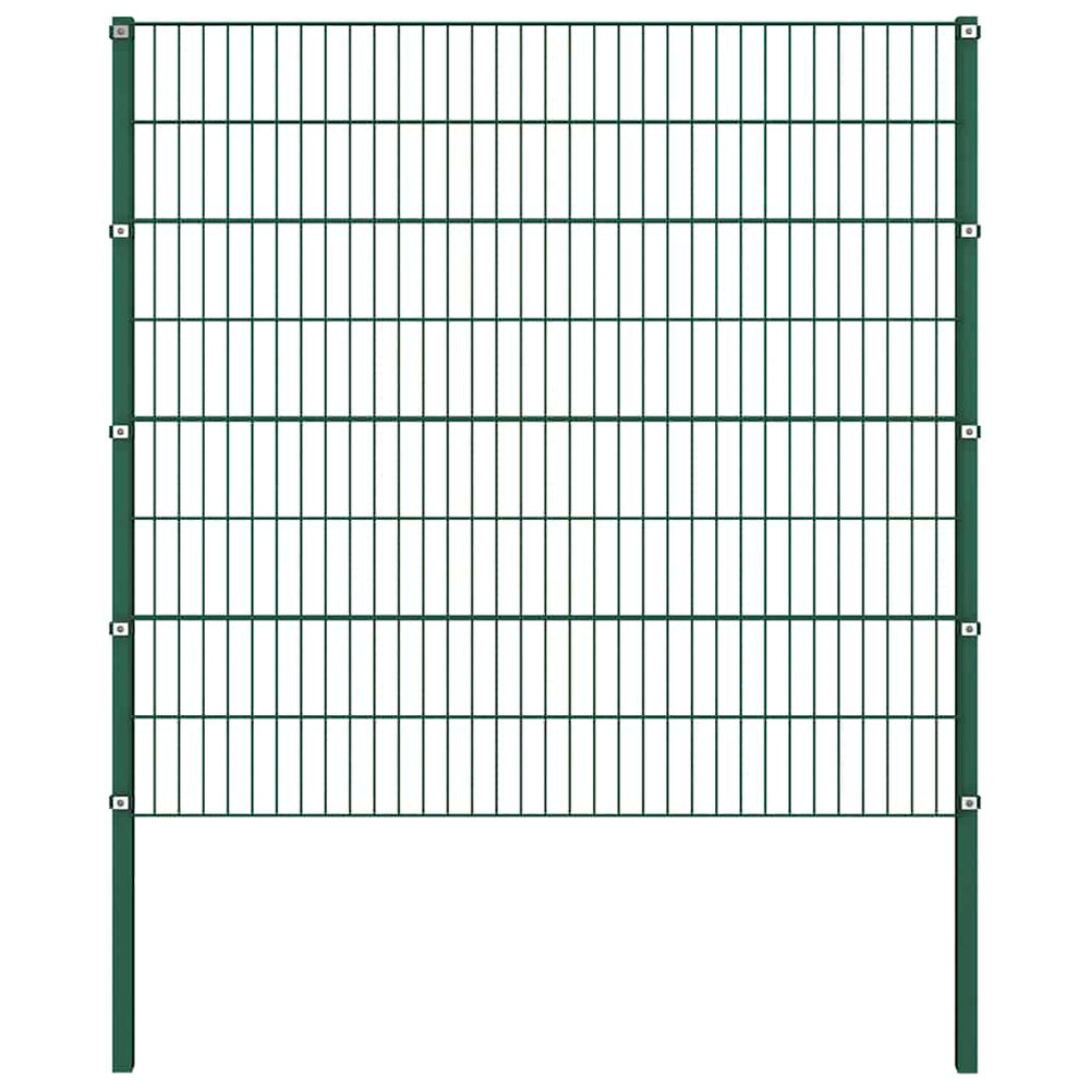 vidaXL Fence Panel with Posts Iron 1040 x 160 cm Green