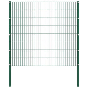 vidaXL Fence Panel with Posts Iron 1040 x 160 cm Green