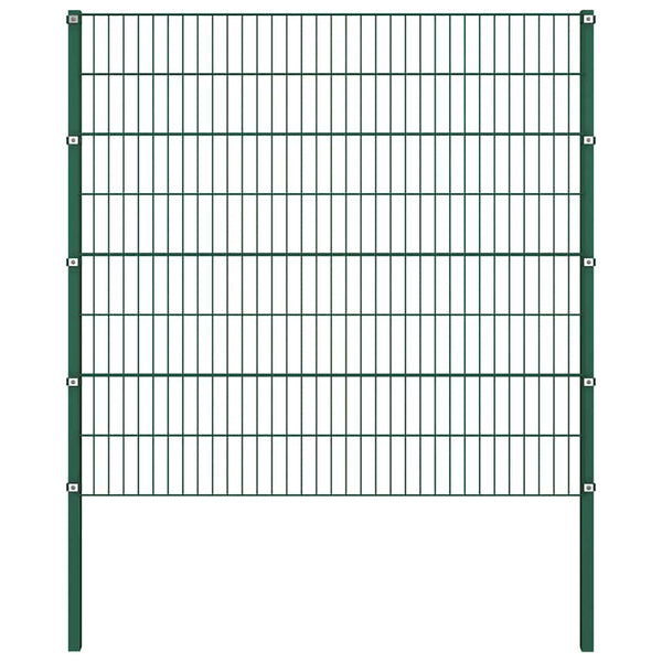 vidaXL Fence Panel with Posts Iron 1040 x 160 cm Green