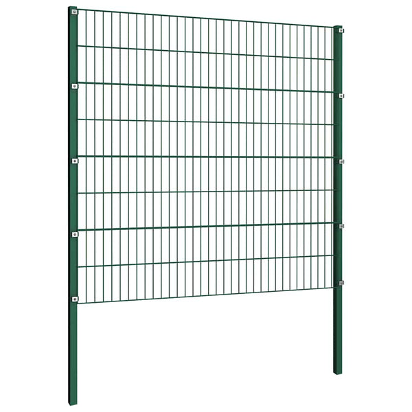 vidaXL Fence Panel with Posts Iron 1040 x 160 cm Green