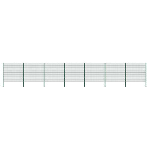 vidaXL Fence Panel with Posts Iron 1212 x 160 cm Green