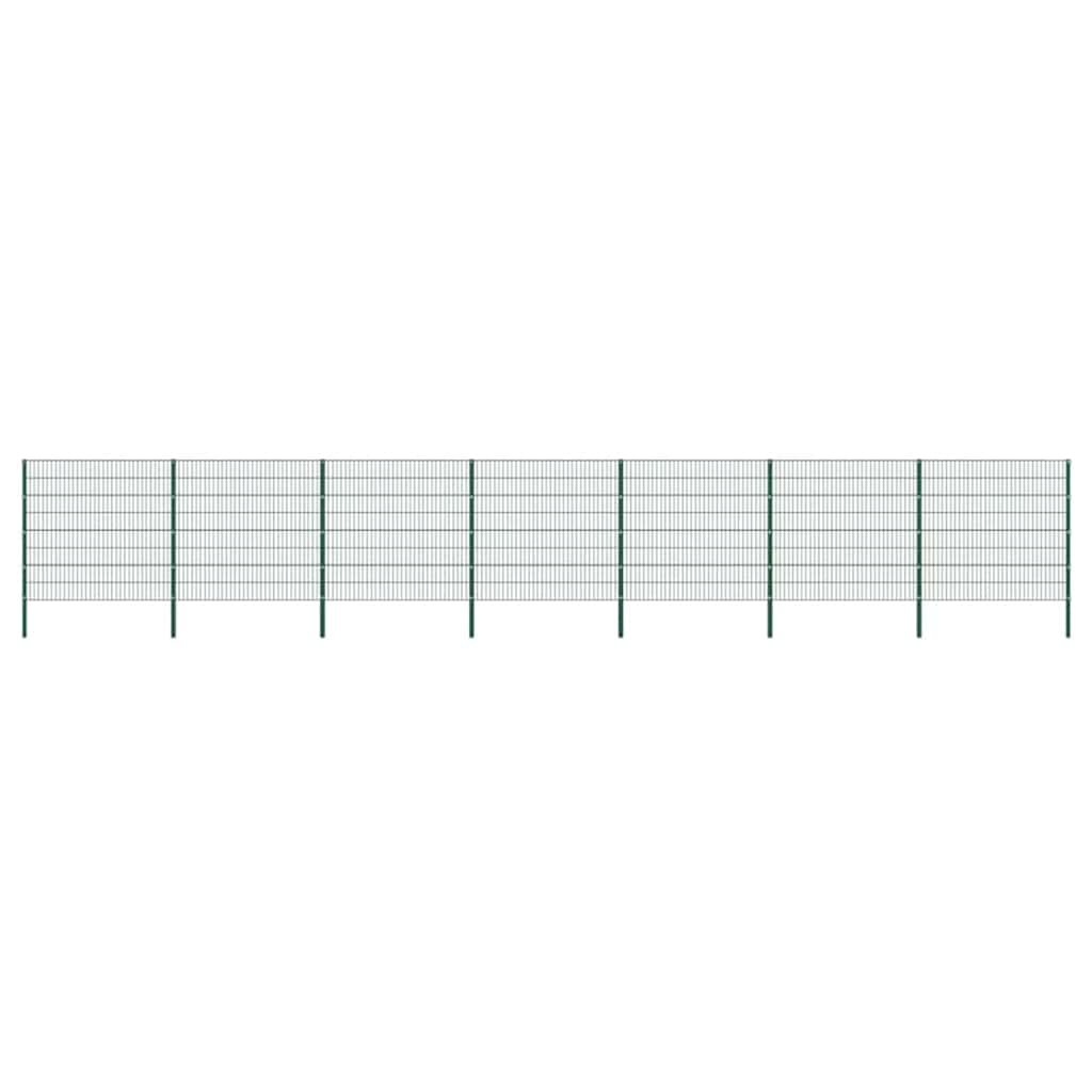 vidaXL Fence Panel with Posts Iron 1212 x 160 cm Green
