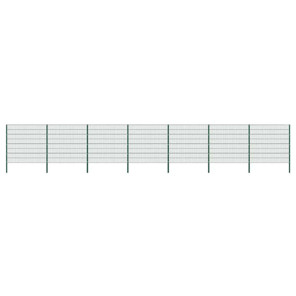 vidaXL Fence Panel with Posts Iron 1212 x 160 cm Green