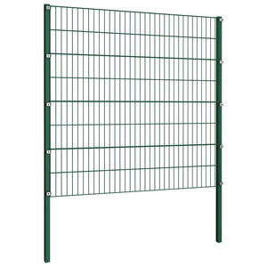 vidaXL Fence Panel with Posts Iron 1212 x 160 cm Green