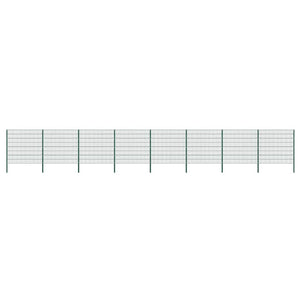 vidaXL Fence Panel with Posts Iron 1385 x 160 cm Green