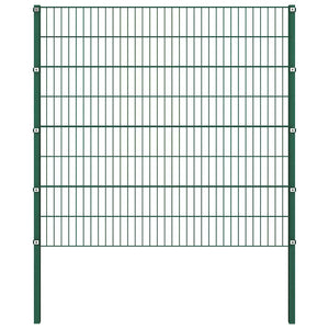vidaXL Fence Panel with Posts Iron 1385 x 160 cm Green