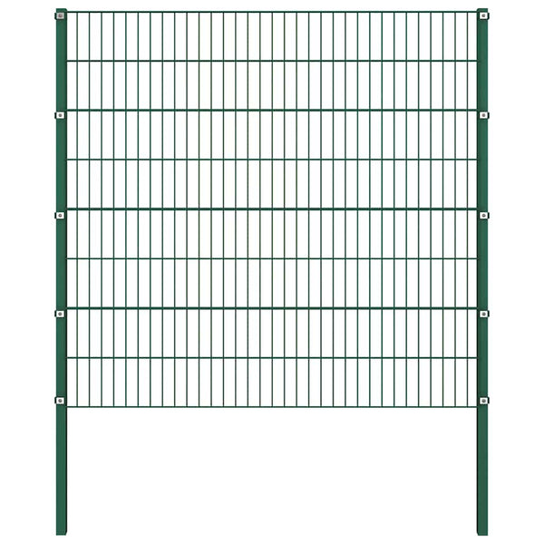 vidaXL Fence Panel with Posts Iron 1385 x 160 cm Green