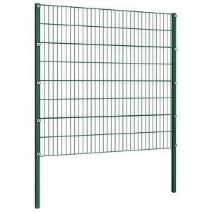 vidaXL Fence Panel with Posts Iron 1385 x 160 cm Green
