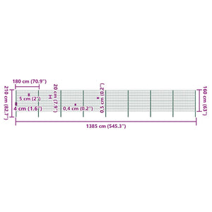vidaXL Fence Panel with Posts Iron 1385 x 160 cm Green