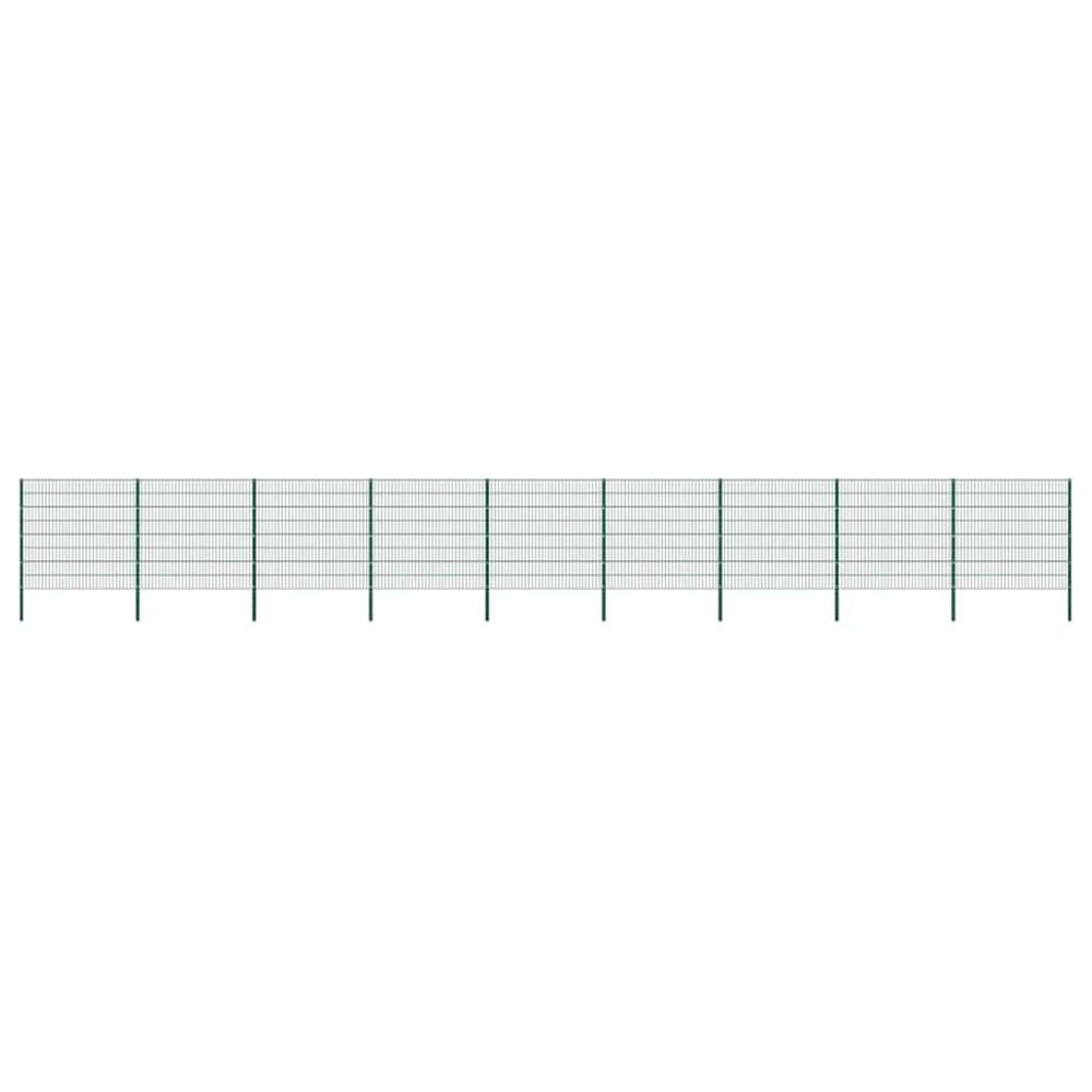 vidaXL Fence Panel with Posts Iron 1557.5 x 160 cm Green
