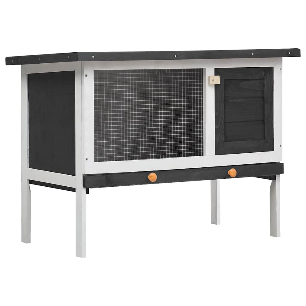 vidaXL Rabbit Hutch 1-Level Grey Wood